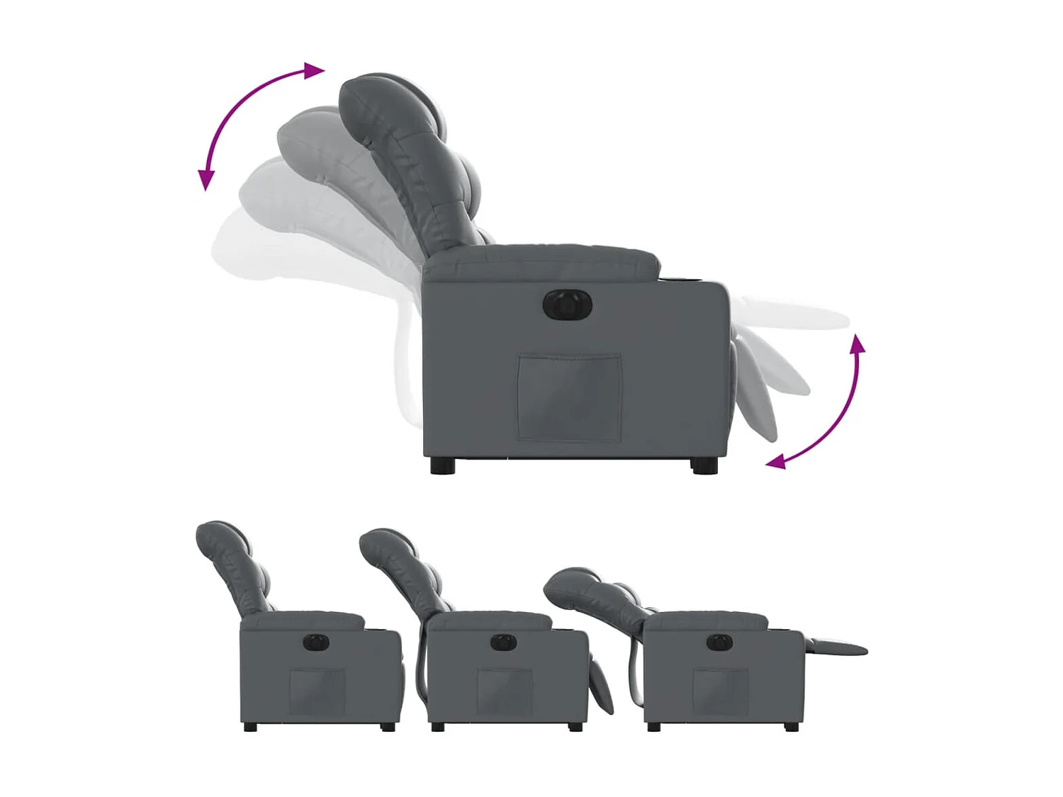 Fauteuil inclinable électrique gris similicuir