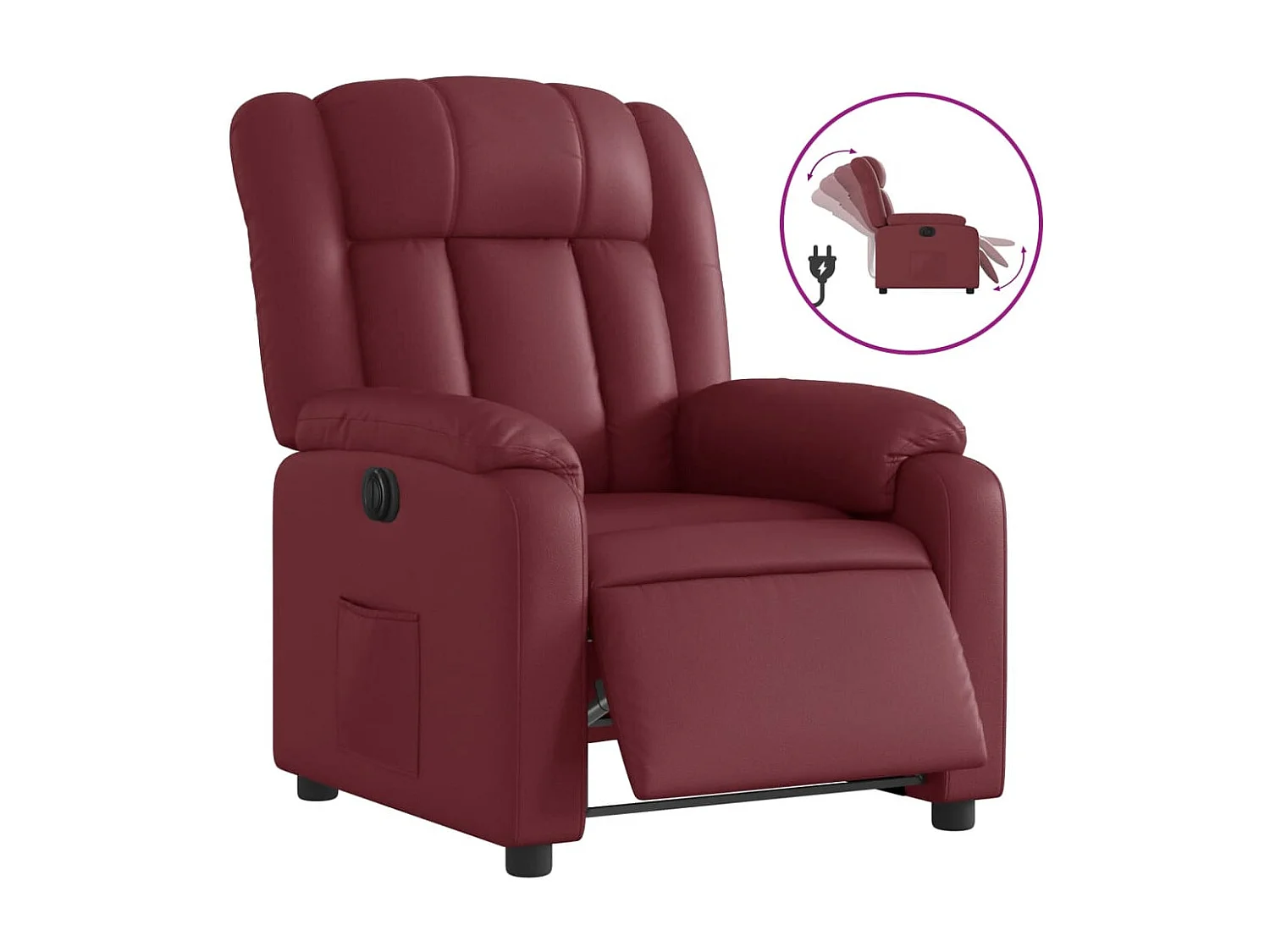 Fauteuil inclinable électrique Rouge bordeaux Similicuir