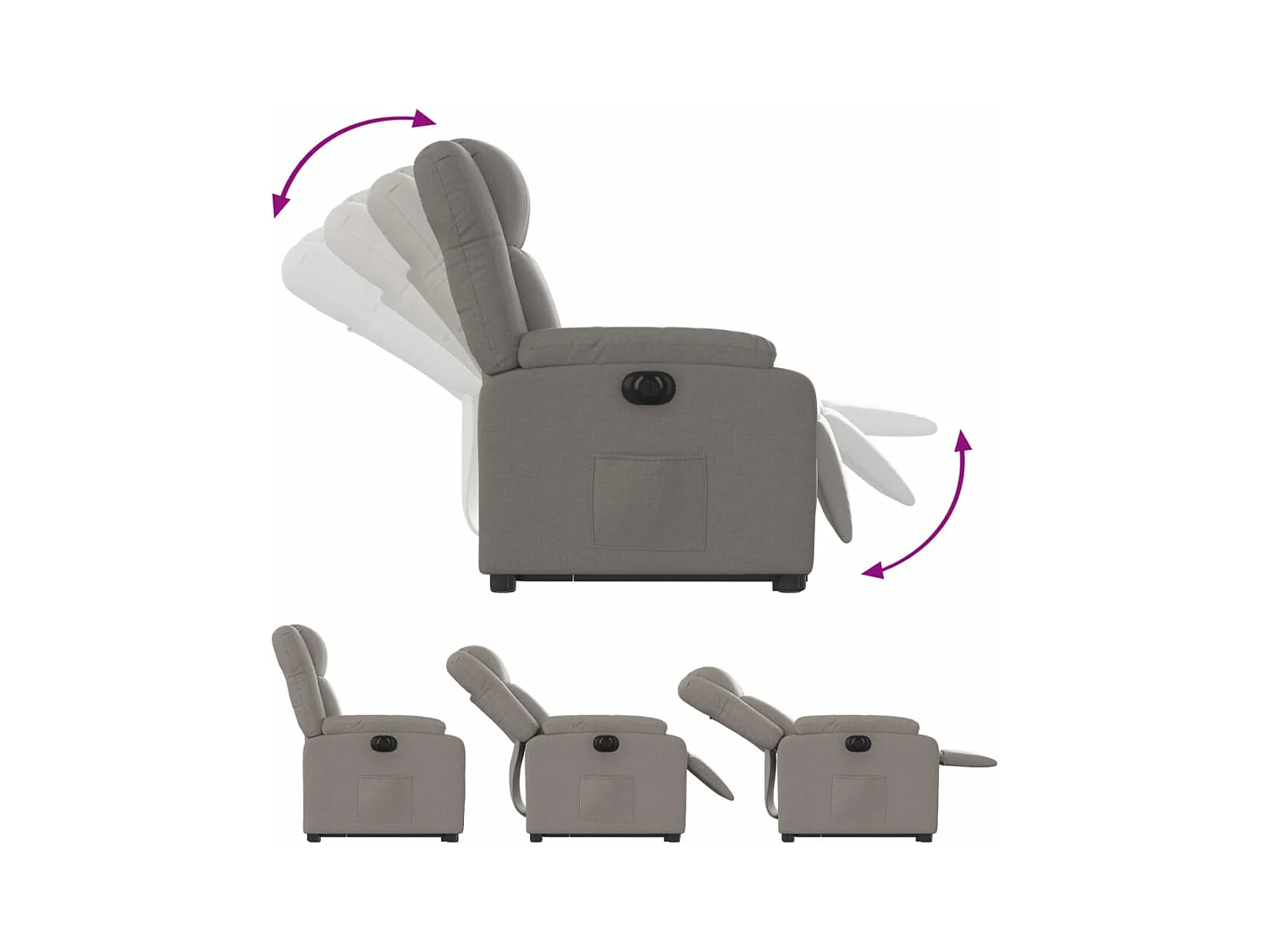 Fauteuil inclinable électrique taupe tissu
