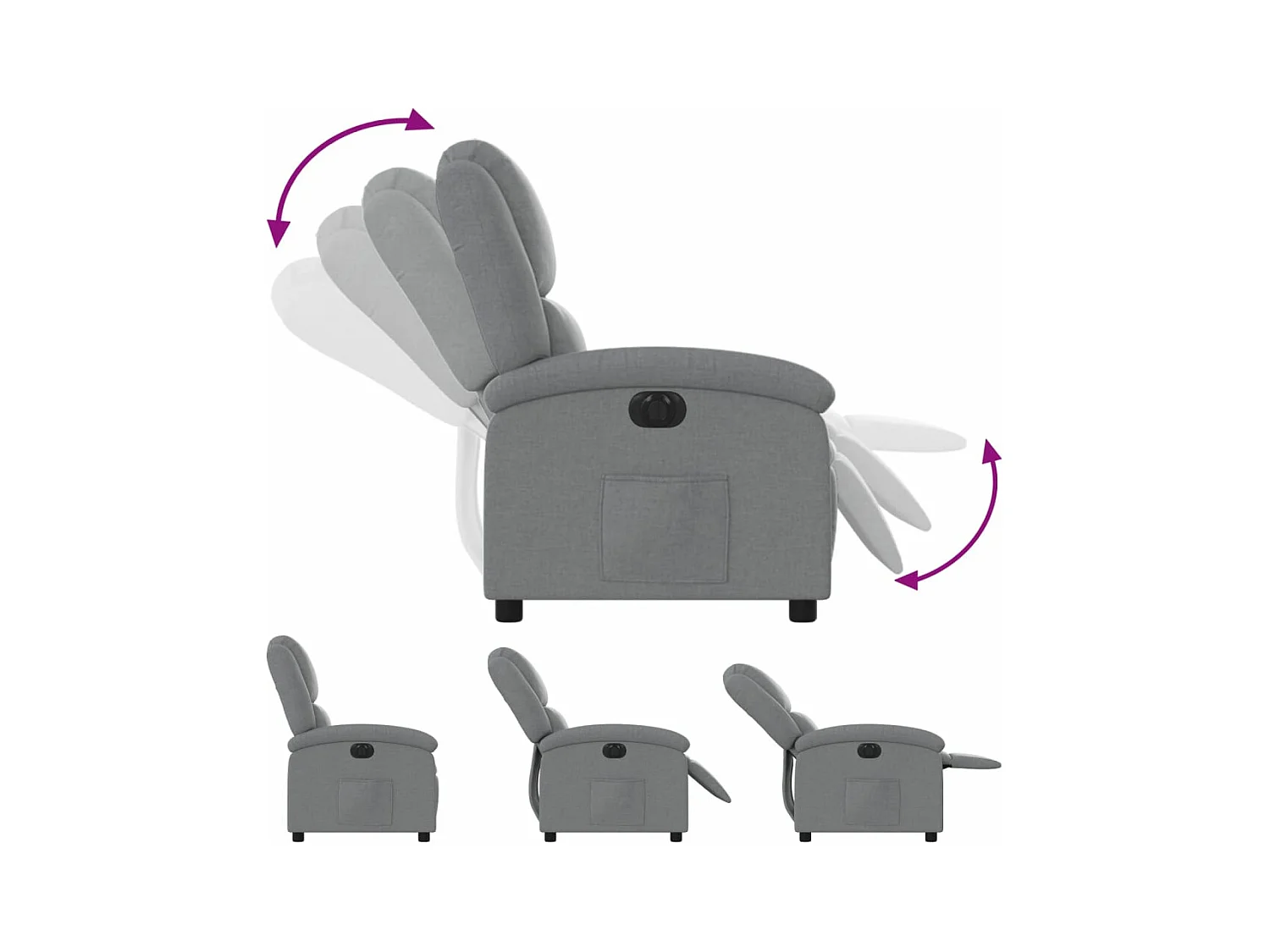 Fauteuil inclinable électrique Gris clair Tissu