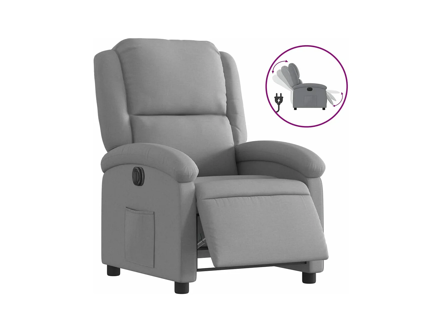 Fauteuil inclinable électrique Gris clair Tissu