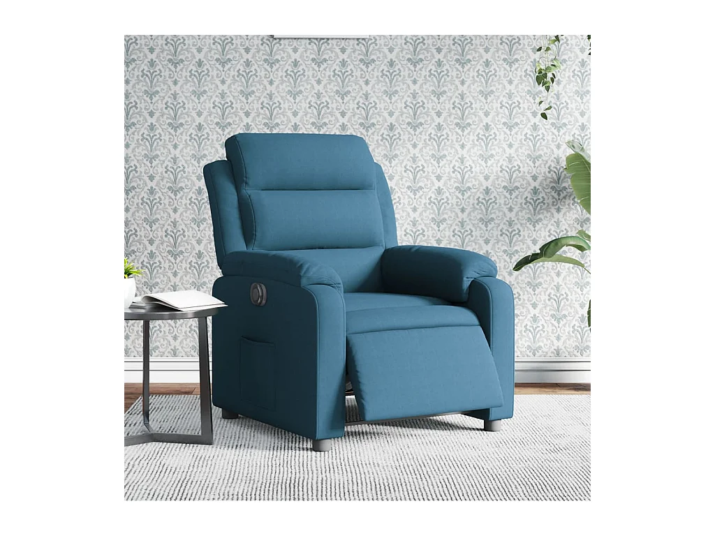 Fauteuil inclinable électrique bleu velours