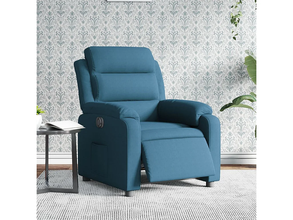 Sillón reclinable eléctrico terciopelo azul