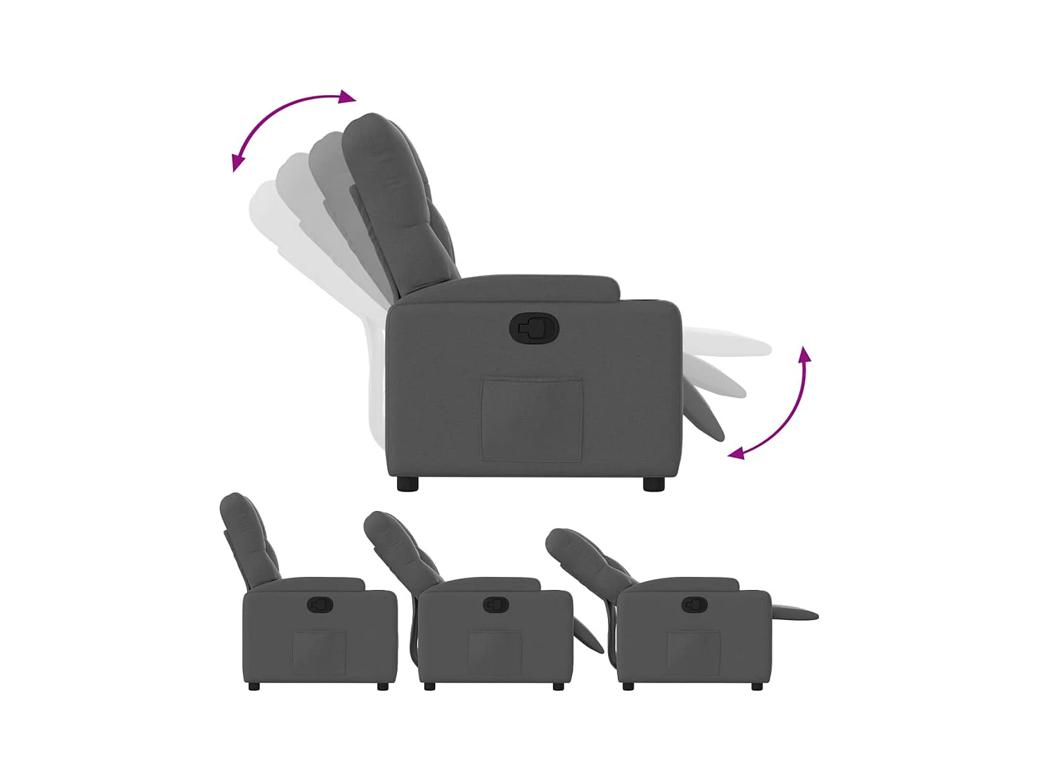 Fauteuil inclinable Gris foncé Tissu