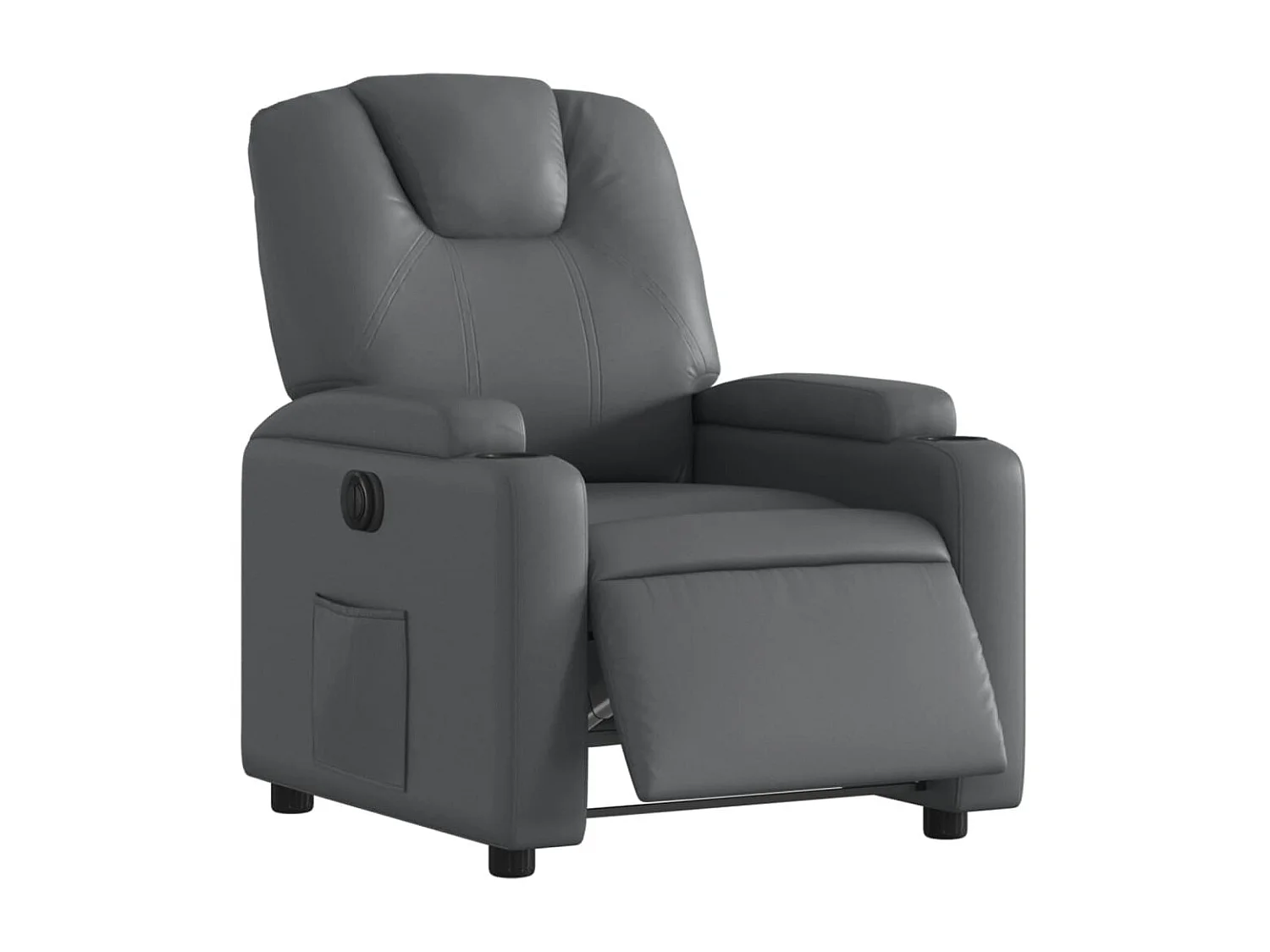 Sillón reclinable eléctrico de cuero sintético gris