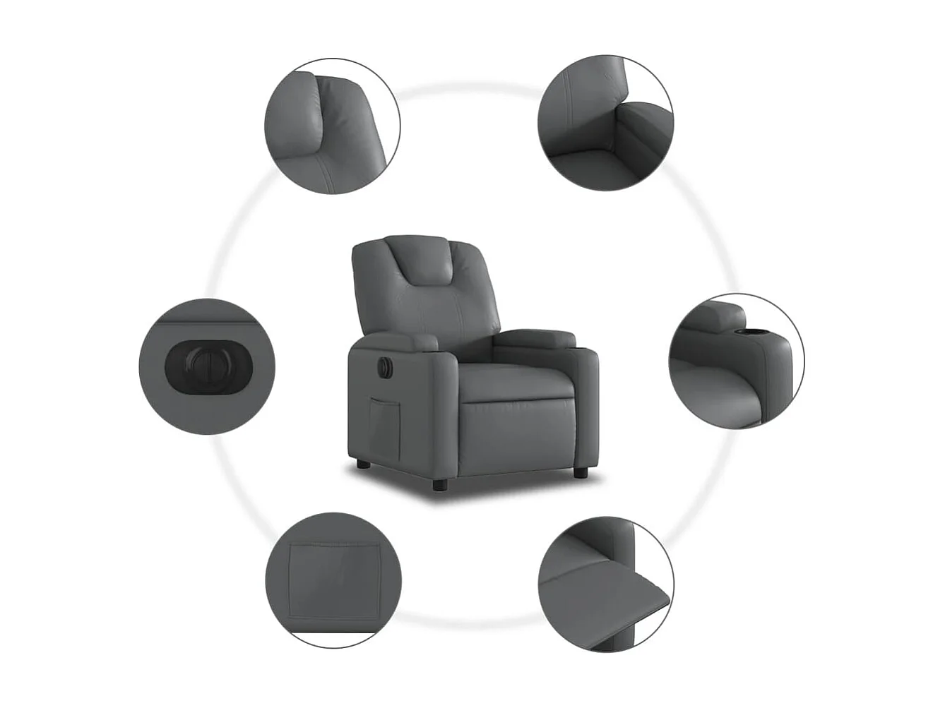 Fauteuil inclinable électrique Gris Similicuir