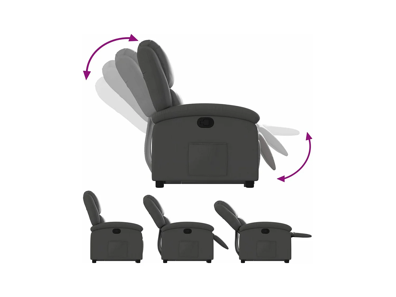 Fauteuil inclinable gris cuir véritable