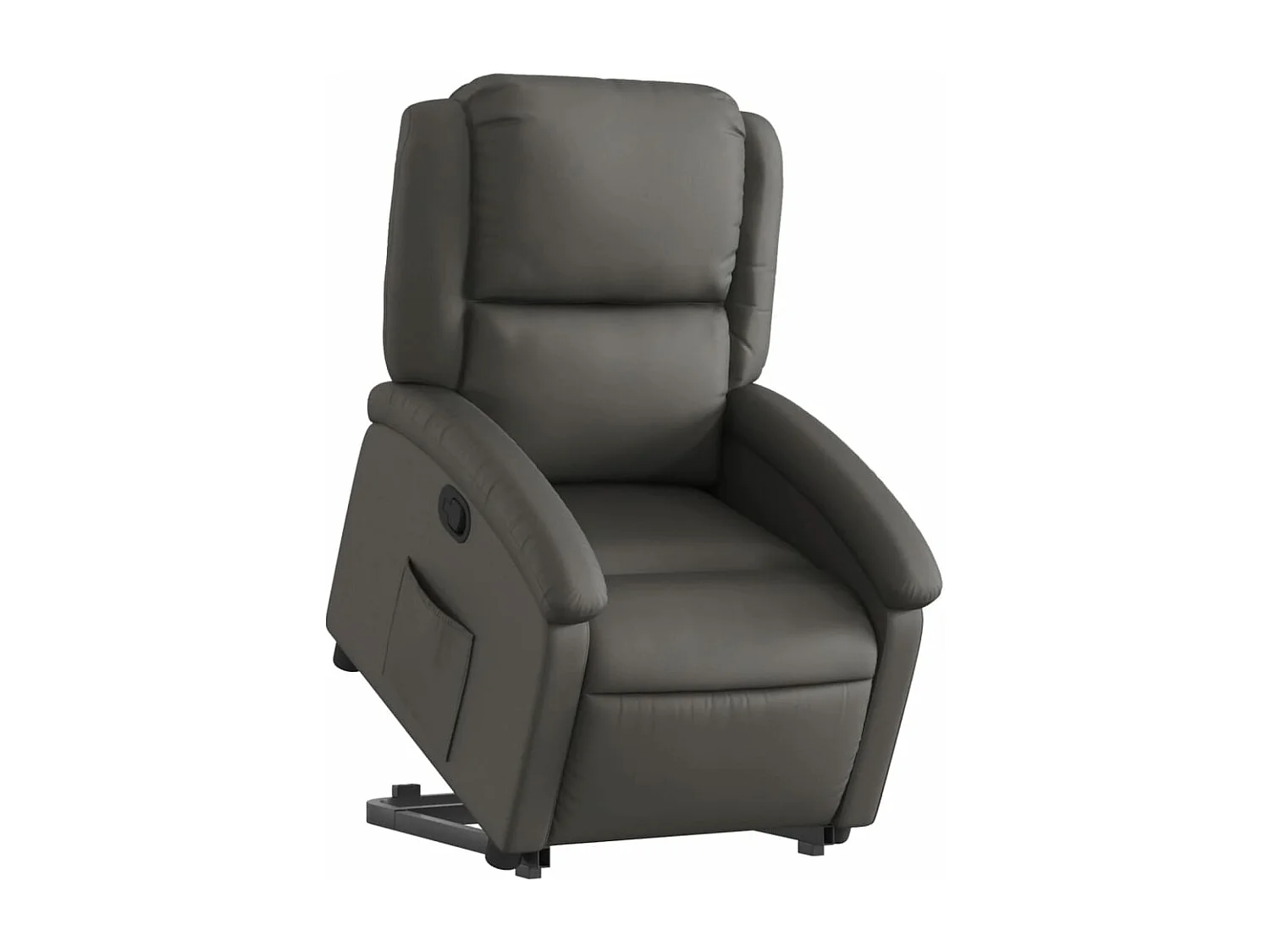 Fauteuil inclinable gris cuir véritable