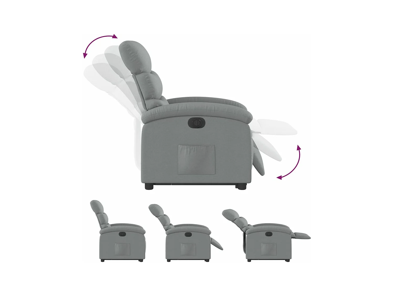 Fauteuil inclinable électrique gris clair tissu