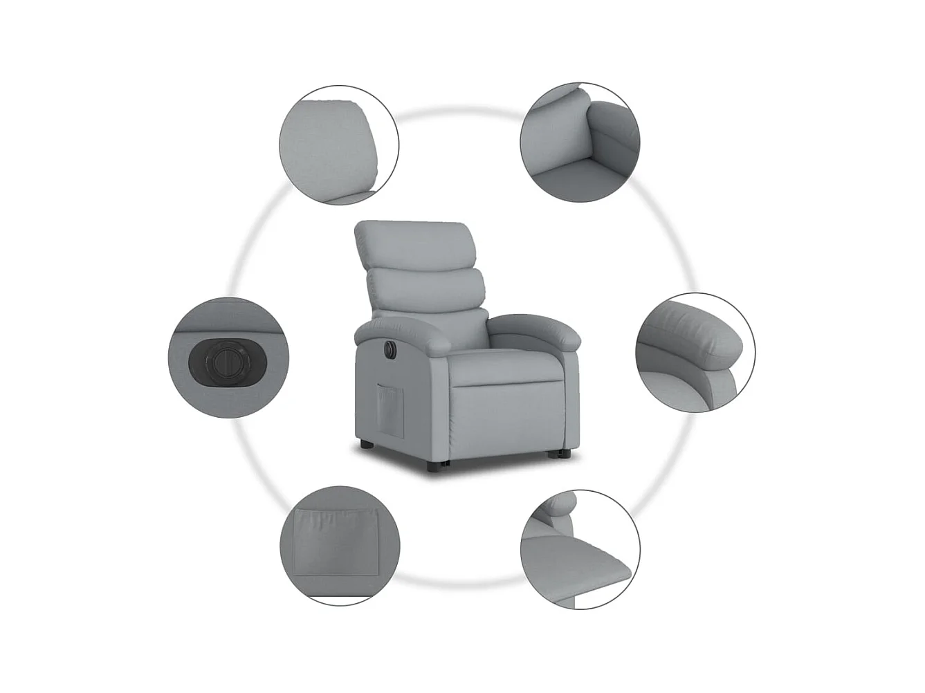 Fauteuil inclinable électrique gris clair tissu