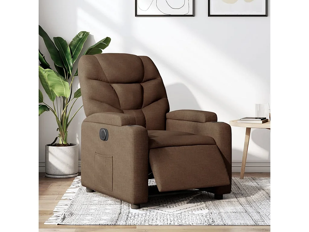 Fauteuil inclinable électrique Marron Tissu