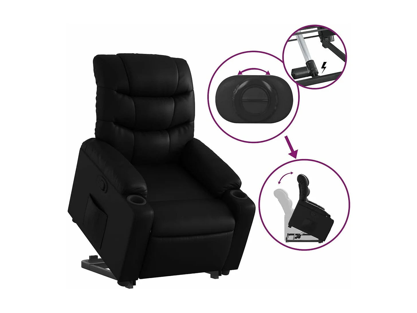 Fauteuil inclinable Noir Similicuir