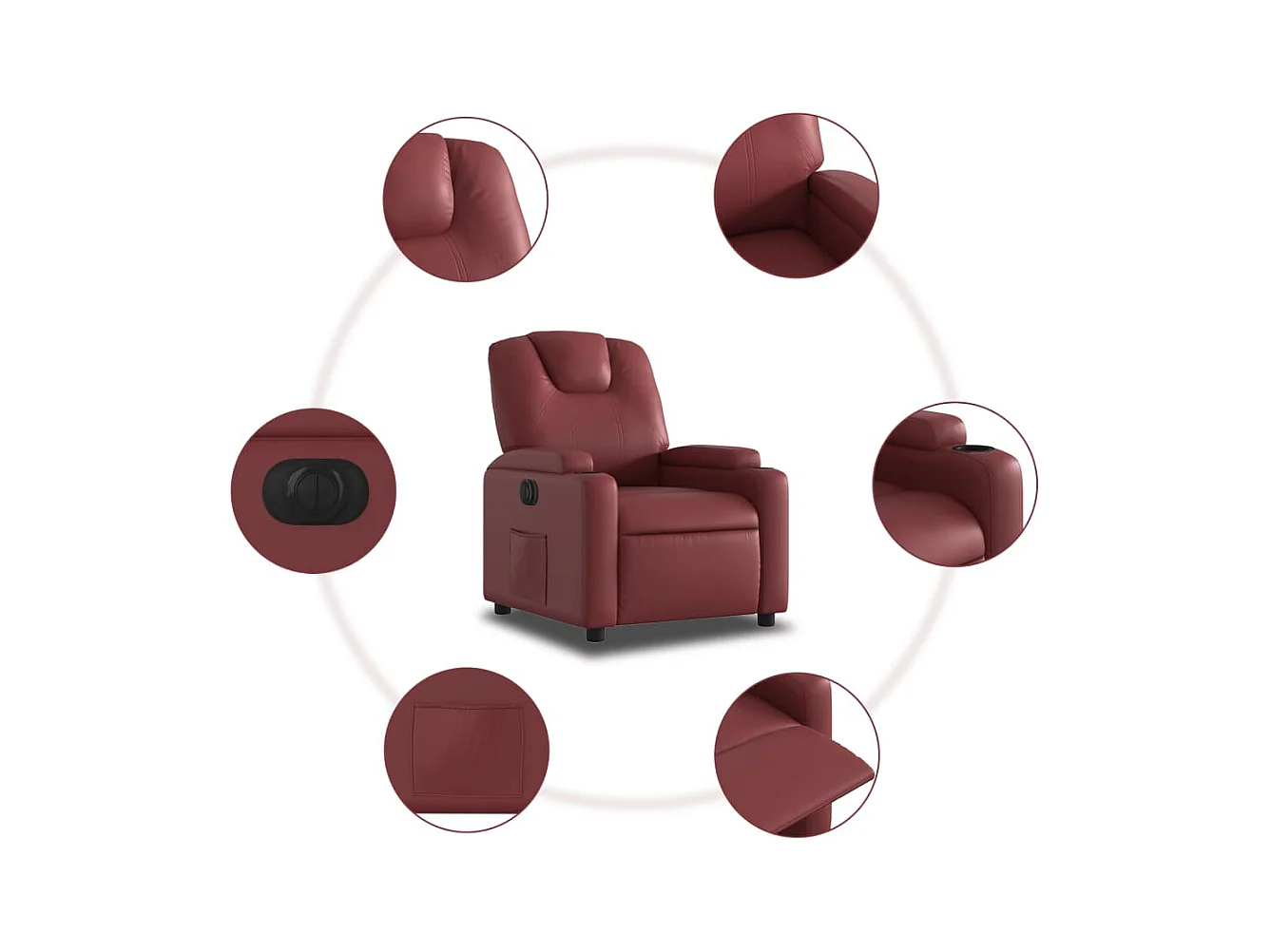 Fauteuil inclinable électrique Rouge bordeaux Similicuir