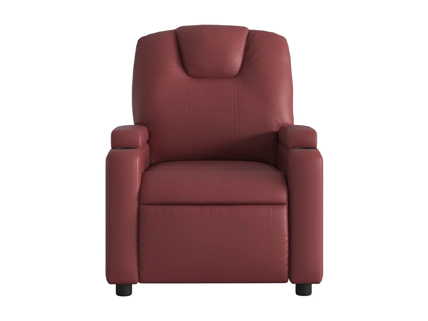 Sillón reclinable eléctrico de cuero sintético rojo tinto