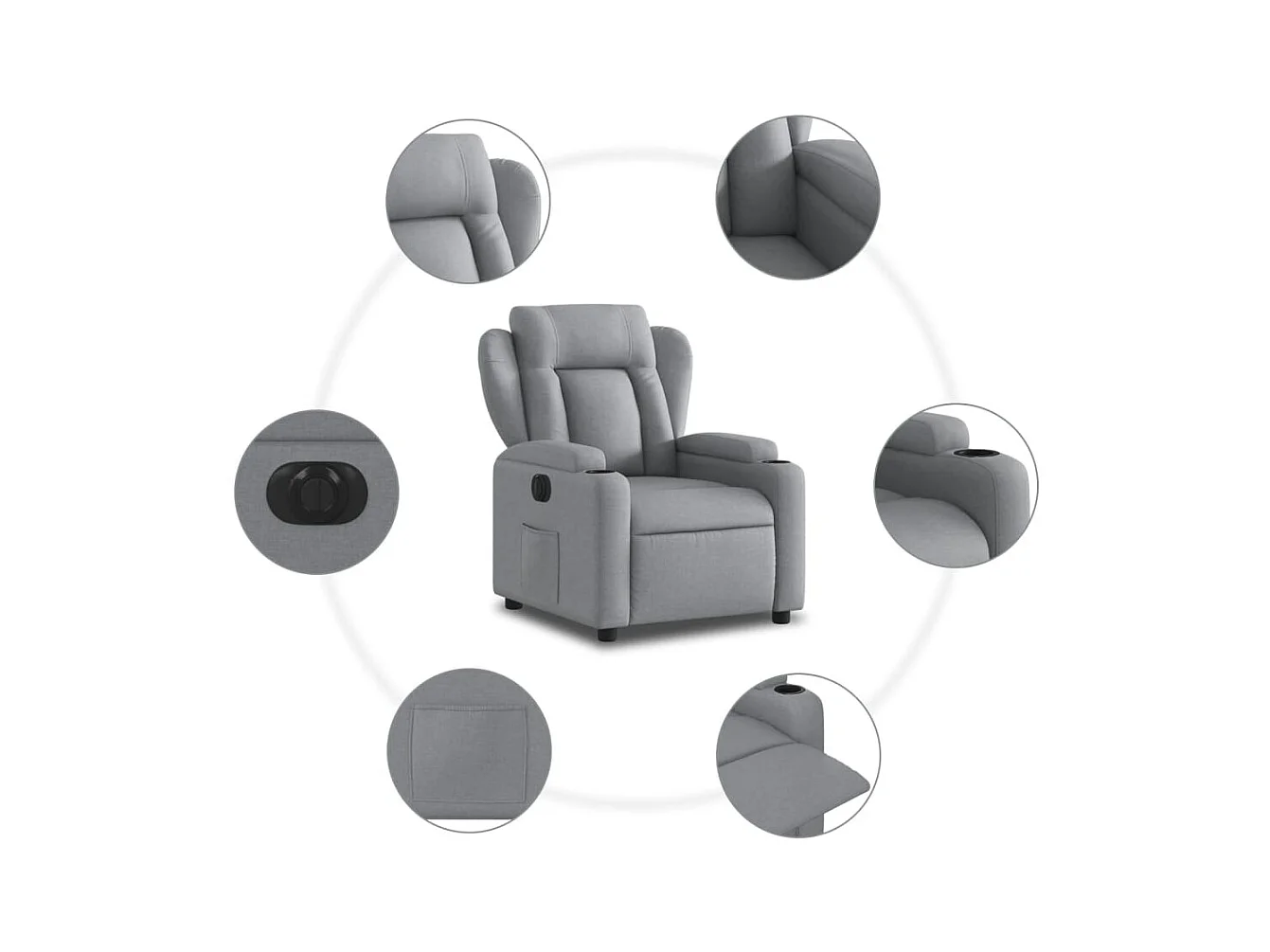 Fauteuil inclinable électrique Gris clair Tissu