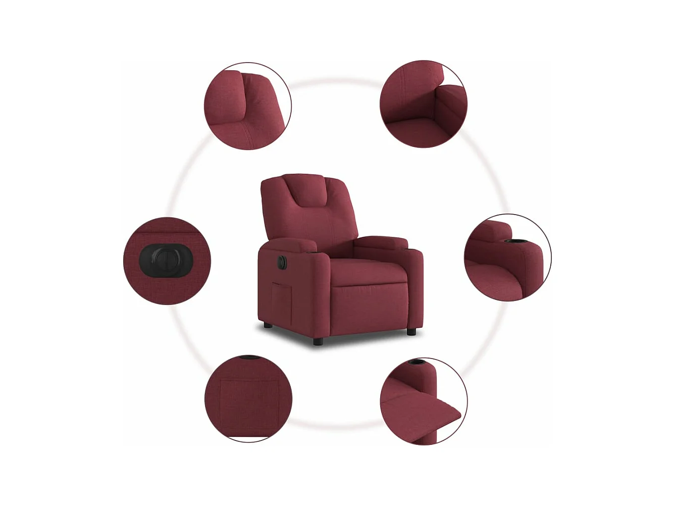 Fauteuil inclinable électrique Rouge bordeaux Tissu