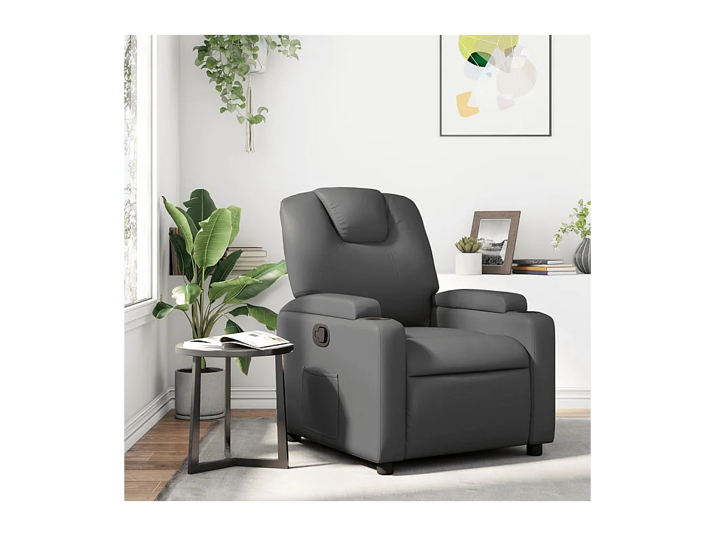 Sillón reclinable de cuero sintético gris