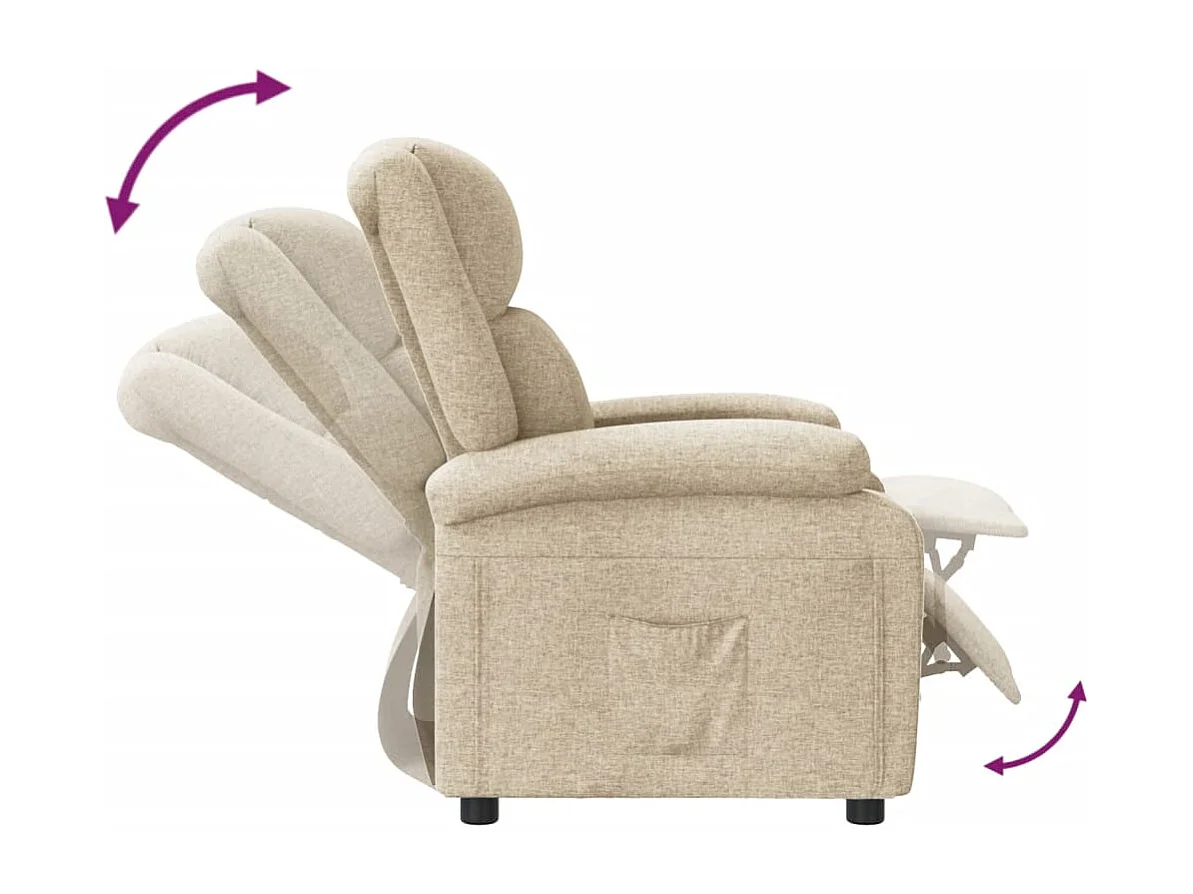 Fauteuil verstelbaar stof crèmekleurig