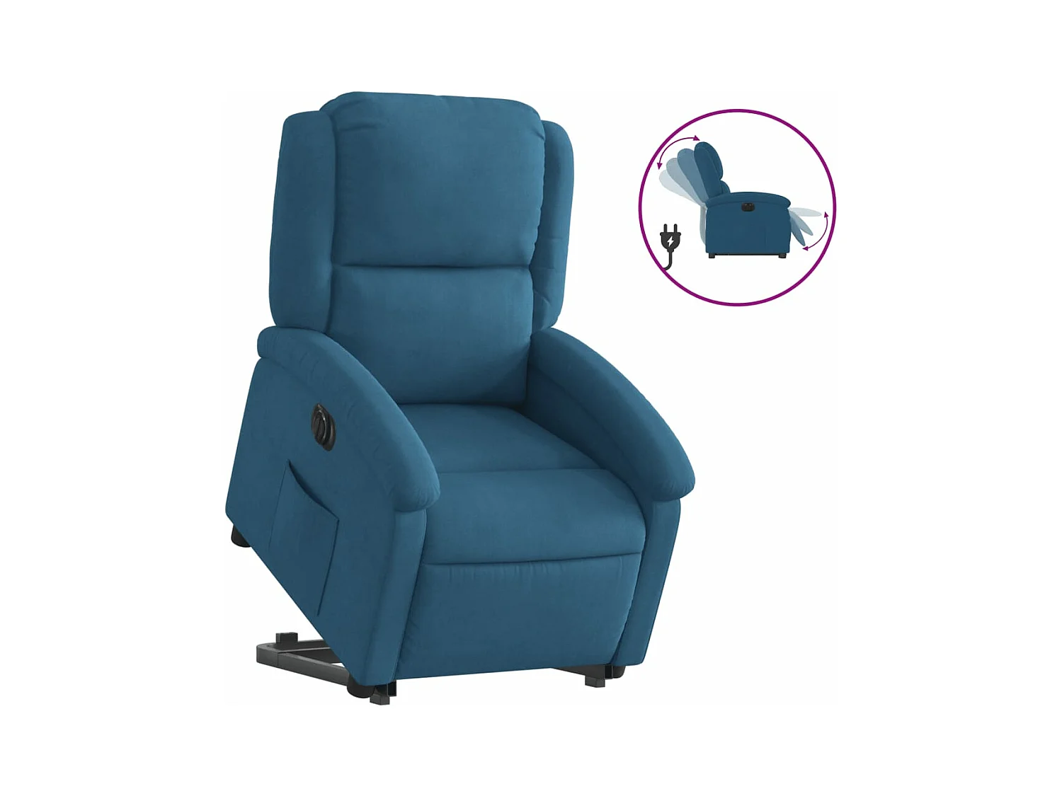 Fauteuil inclinable électrique bleu velours