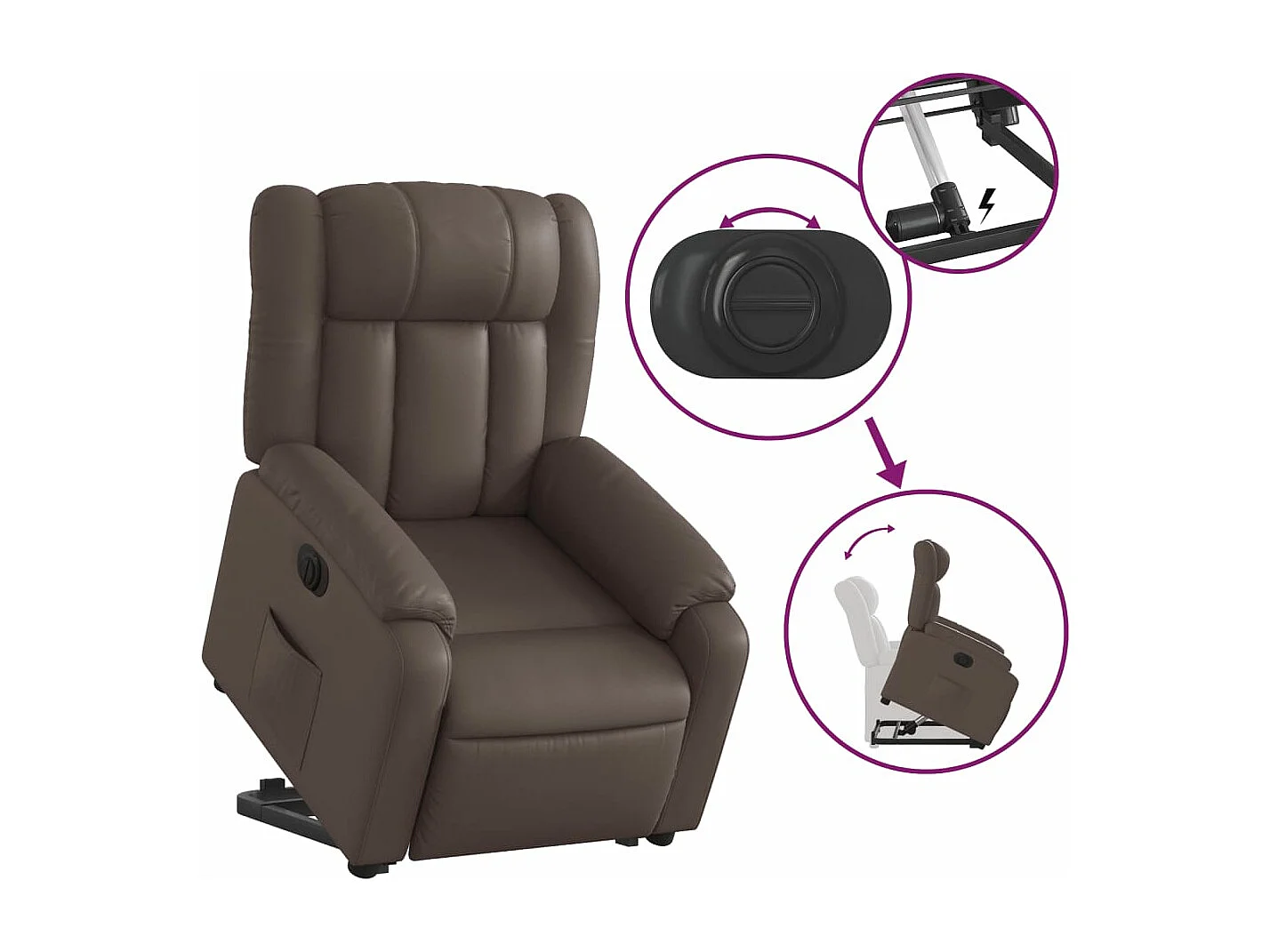 Fauteuil inclinable électrique marron similicuir
