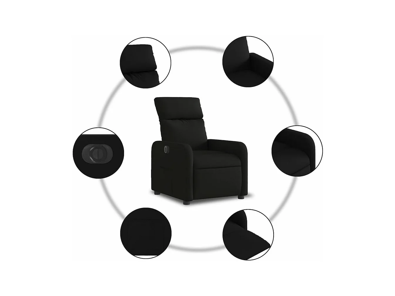 Fauteuil inclinable électrique Noir Tissu