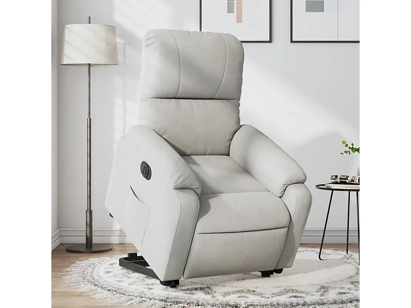 Fauteuil inclinable électrique gris clair tissu microfibre