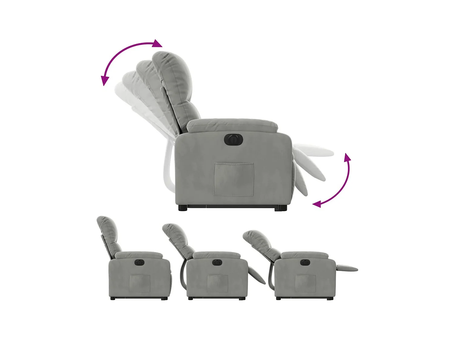 Fauteuil inclinable électrique gris clair tissu microfibre