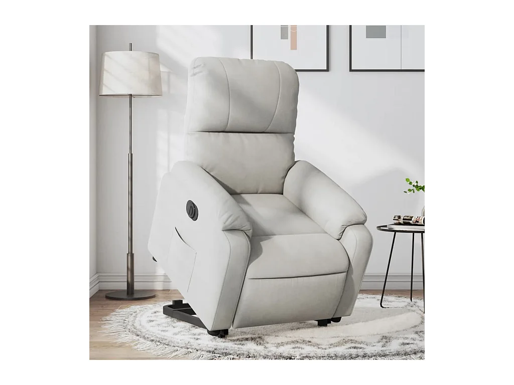 Fauteuil inclinable électrique gris clair tissu microfibre