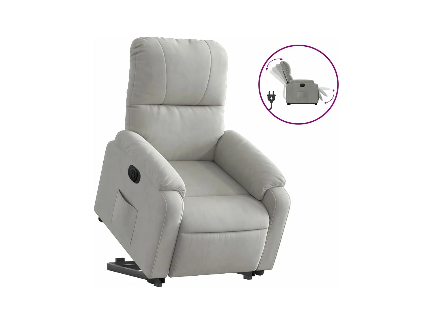 Fauteuil inclinable électrique gris clair tissu microfibre