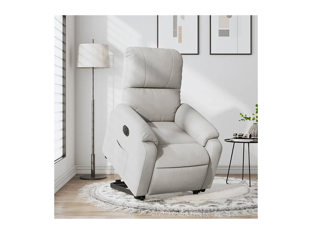 Fauteuil inclinable électrique gris clair tissu microfibre