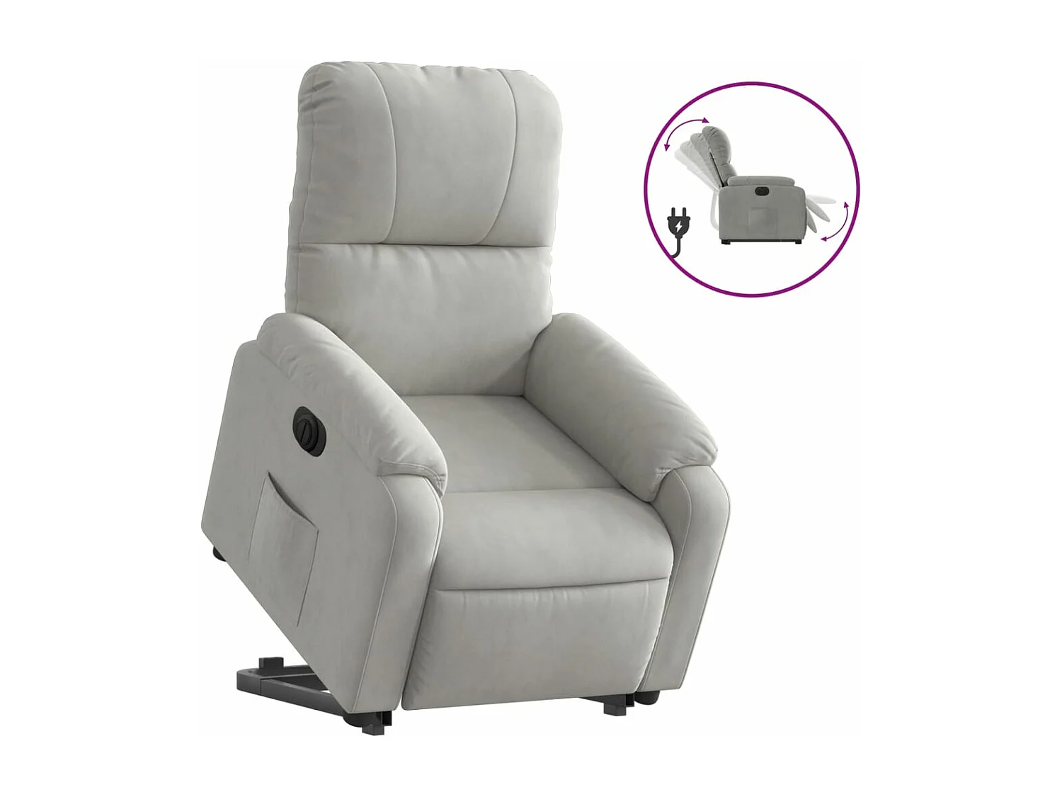 Fauteuil inclinable électrique gris clair tissu microfibre