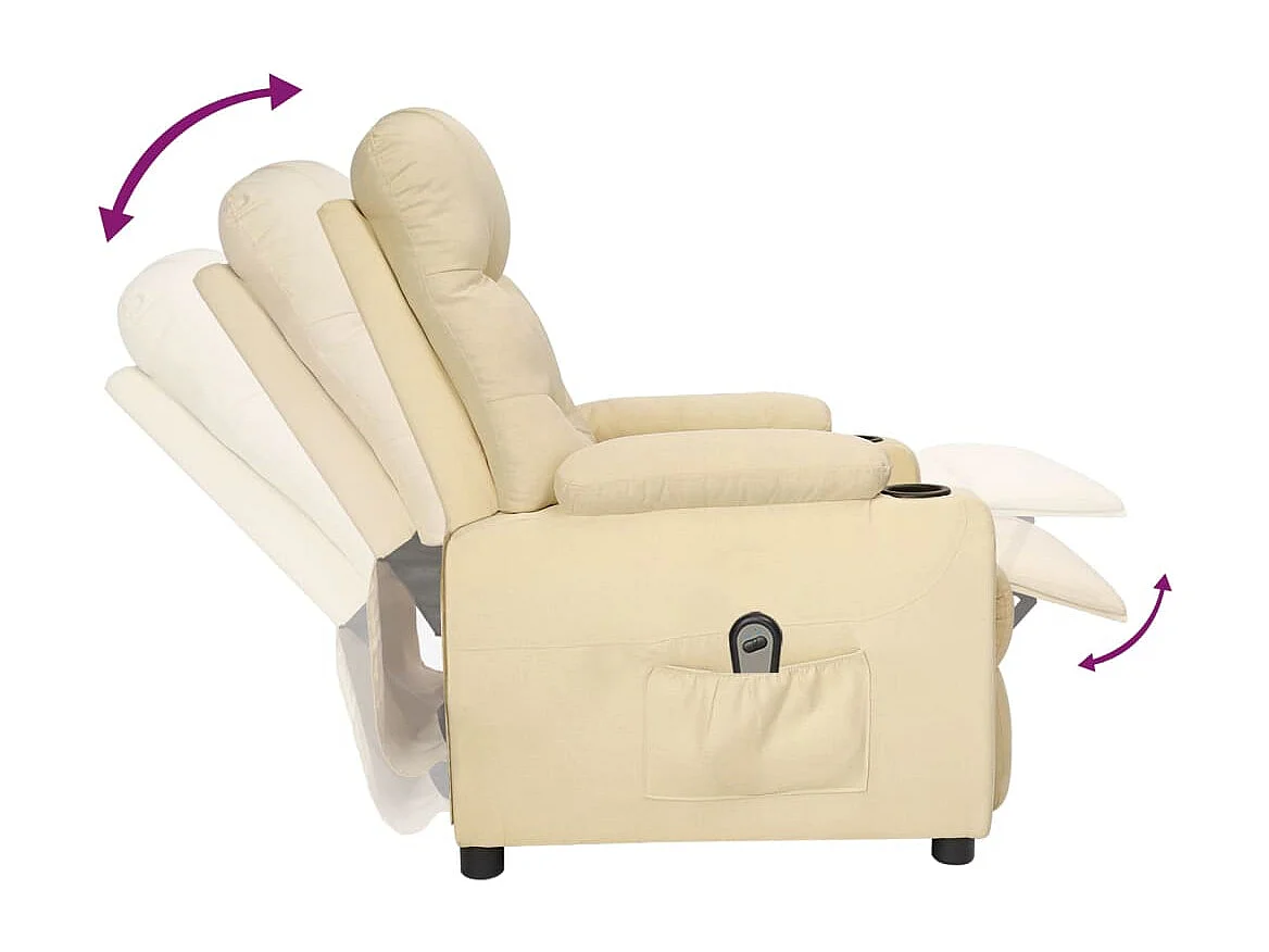 Poltrona reclinável elétrica tecido cor creme