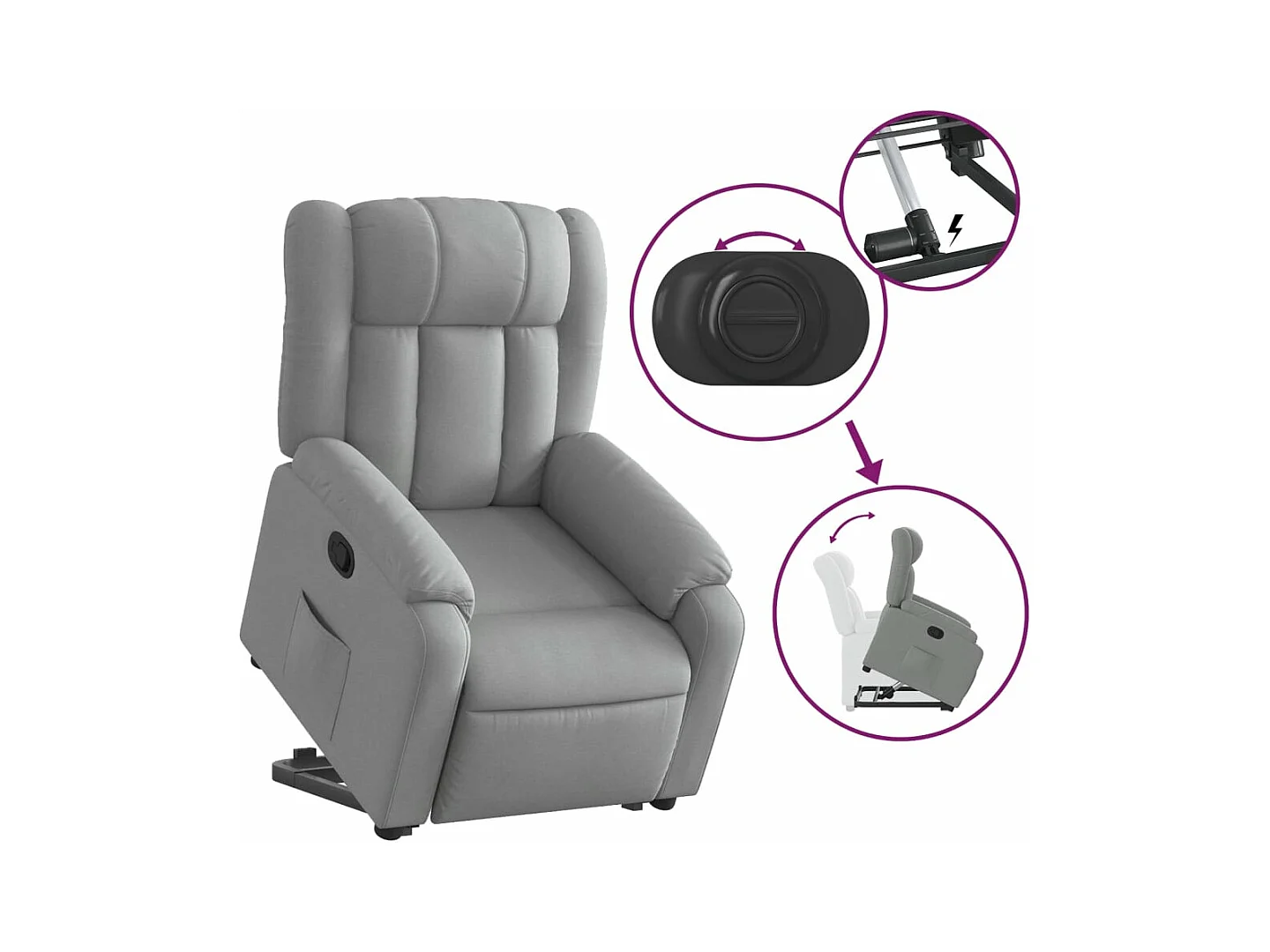 Fauteuil inclinable Gris clair Tissu