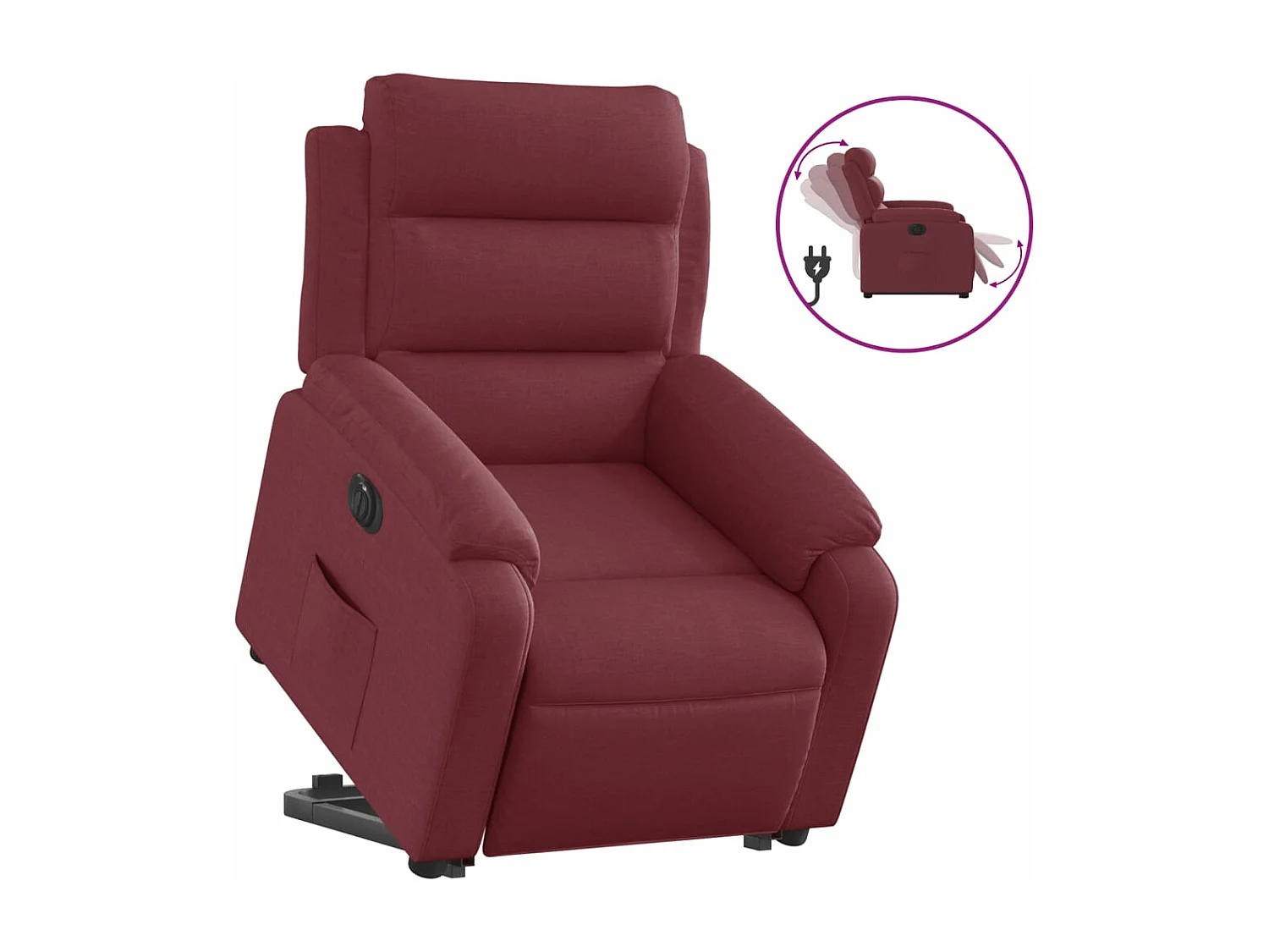 Fauteuil inclinable électrique rouge bordeaux tissu