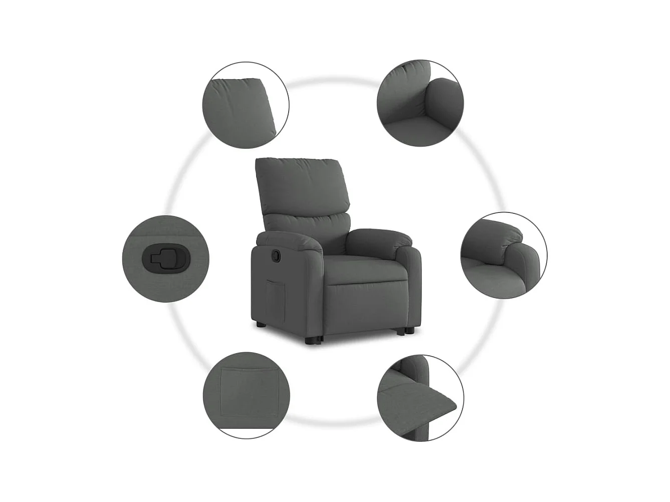Fauteuil inclinable Gris foncé Tissu