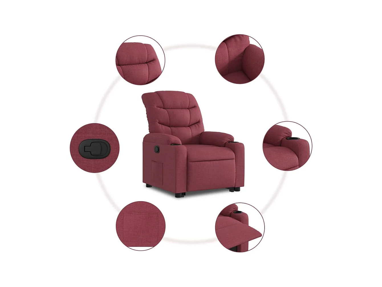 Fauteuil inclinable rouge bordeaux tissu