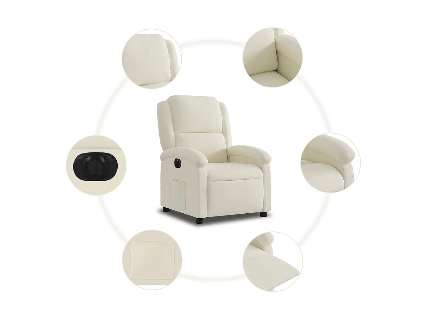 Fauteuil inclinable électrique Crème Velours