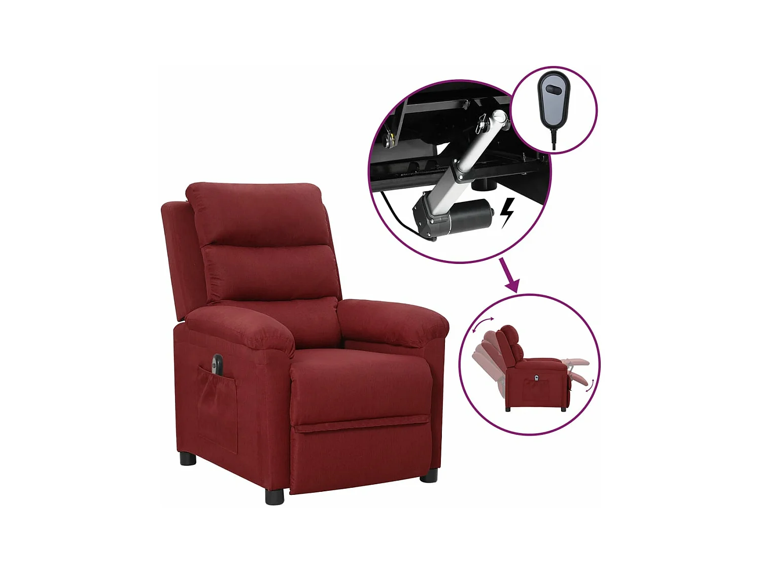 Fauteuil inclinable électrique Rouge bordeaux Tissu
