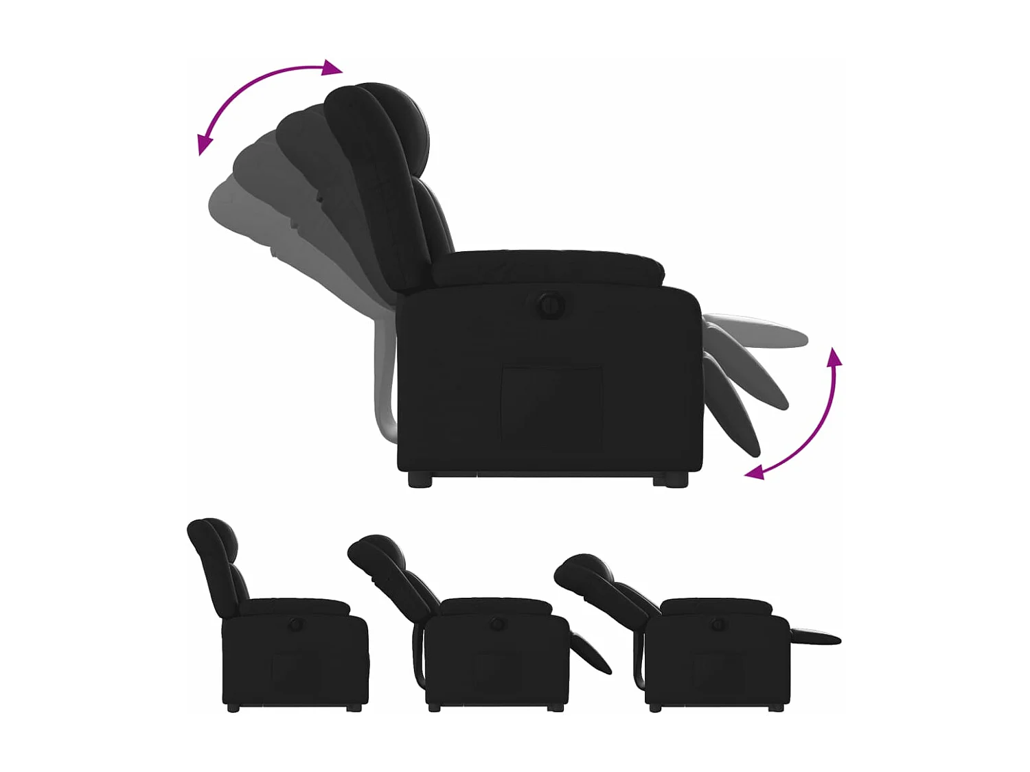 Fauteuil inclinable électrique noir similicuir