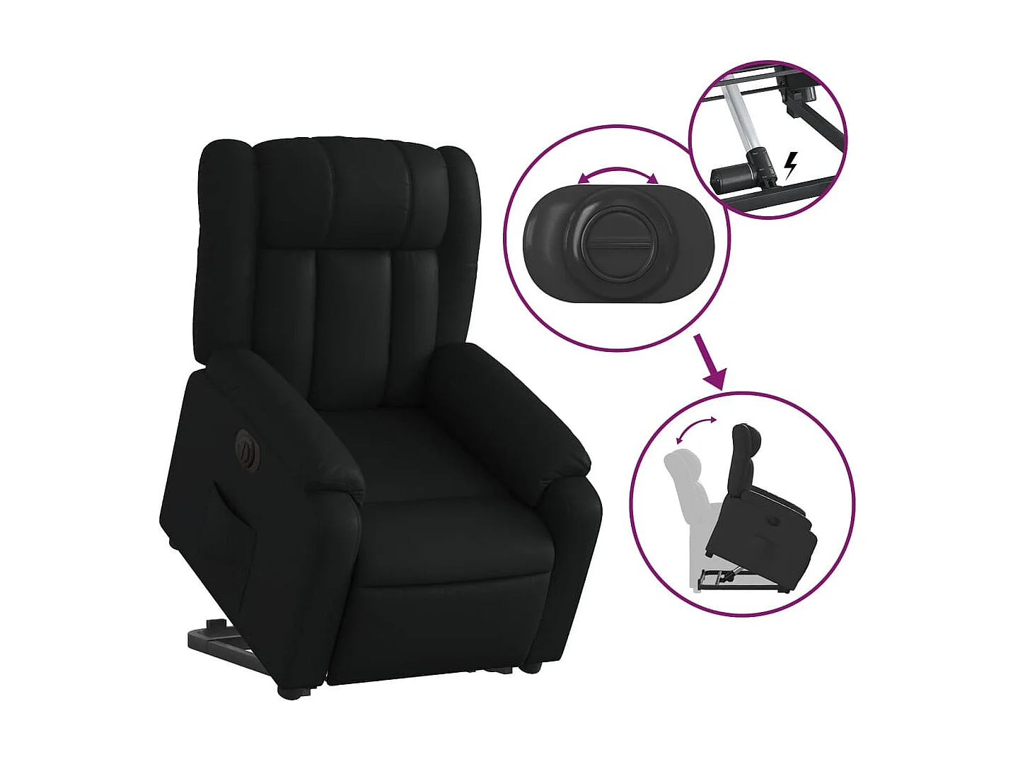 Fauteuil inclinable électrique noir similicuir