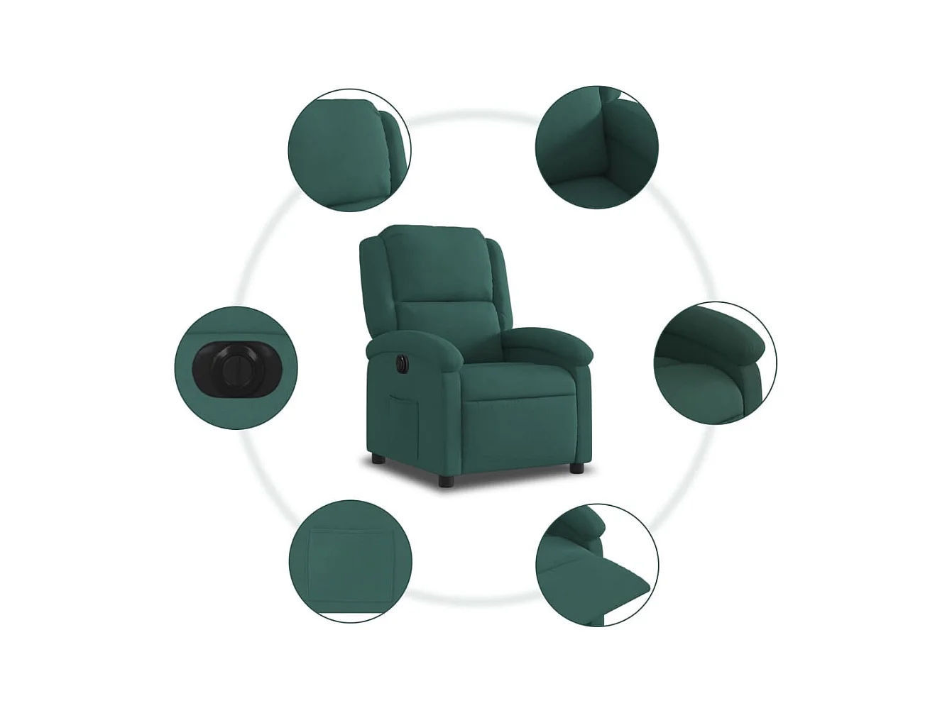 Fauteuil inclinable électrique vert foncé velours