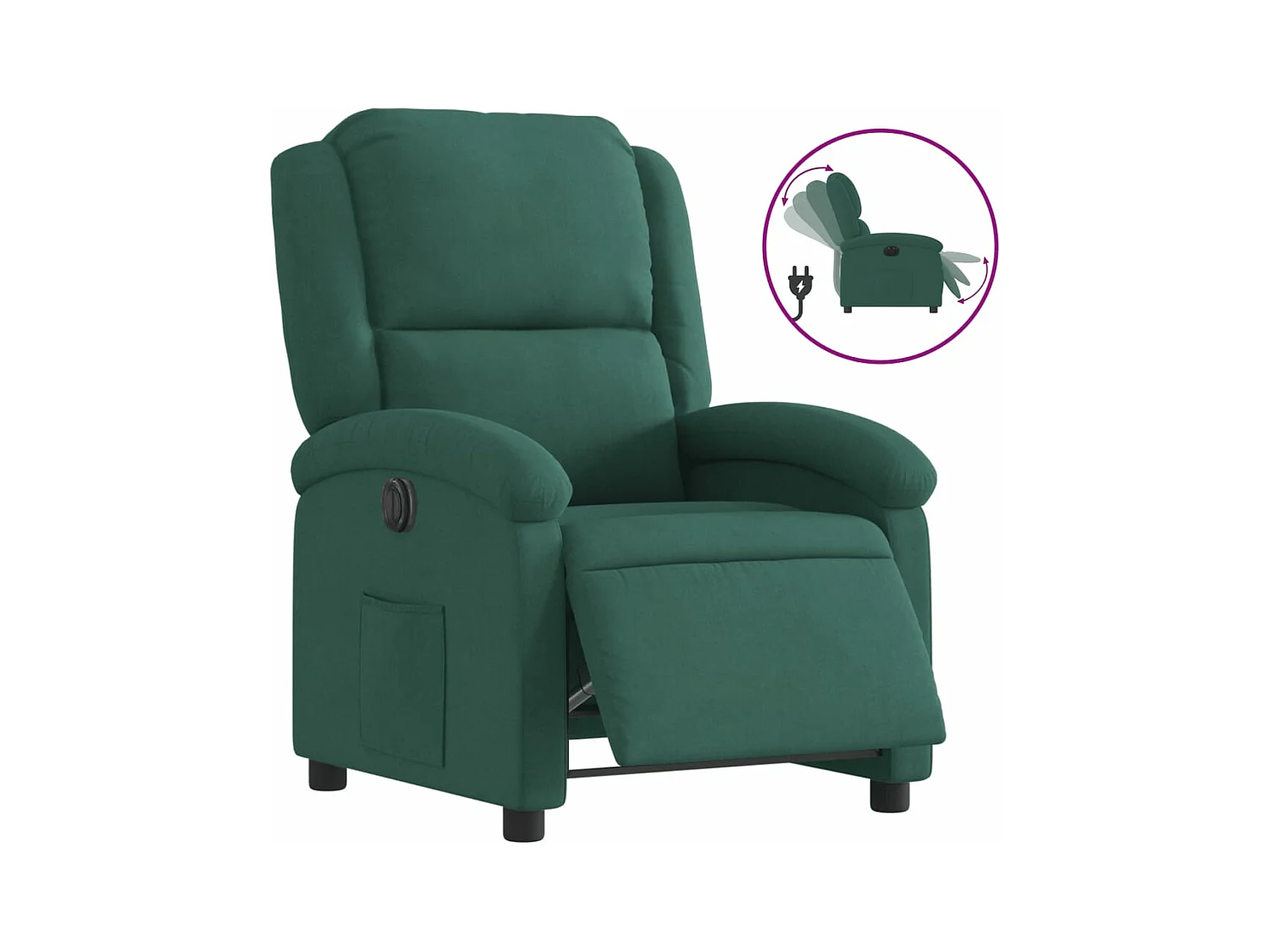 Fauteuil inclinable électrique vert foncé velours