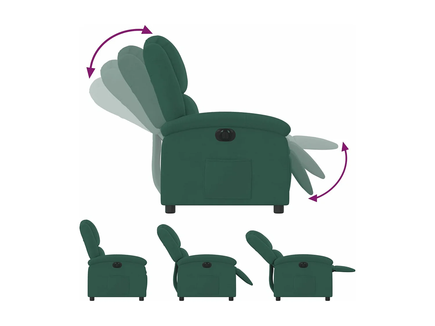 Fauteuil inclinable électrique vert foncé velours