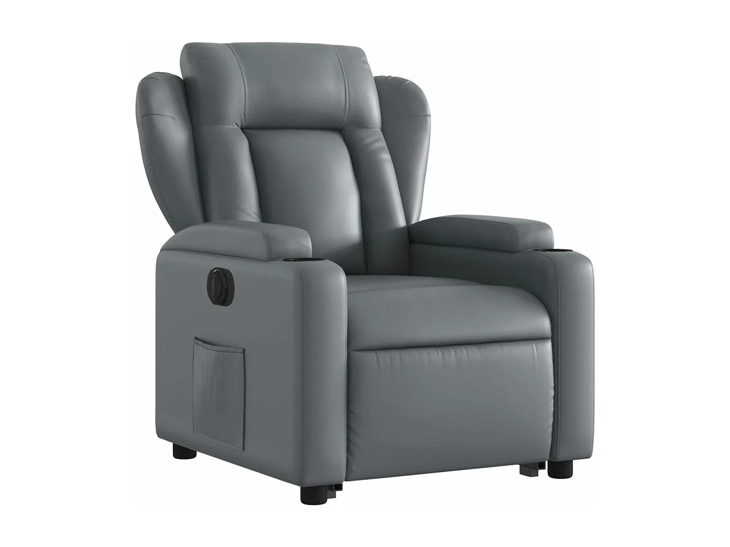 Sillón reclinable elevable eléctrico de cuero sintético gris