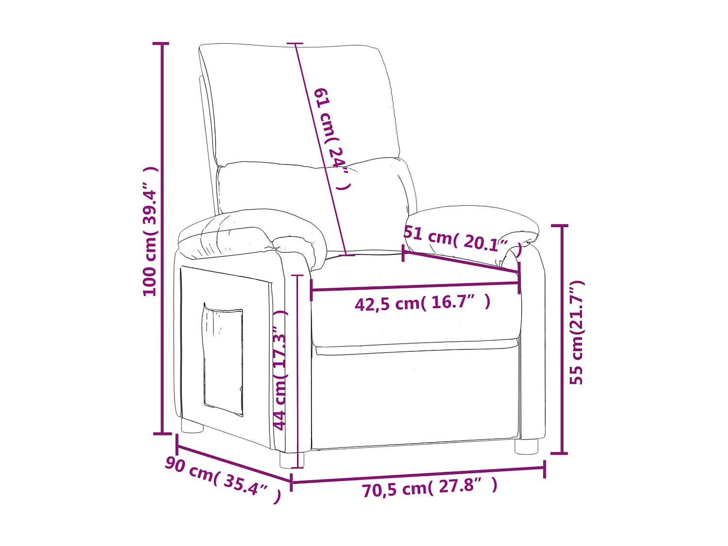 Fauteuil inclinable Marron Tissu