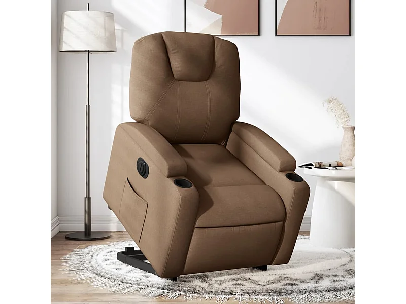 Fauteuil inclinable électrique marron tissu