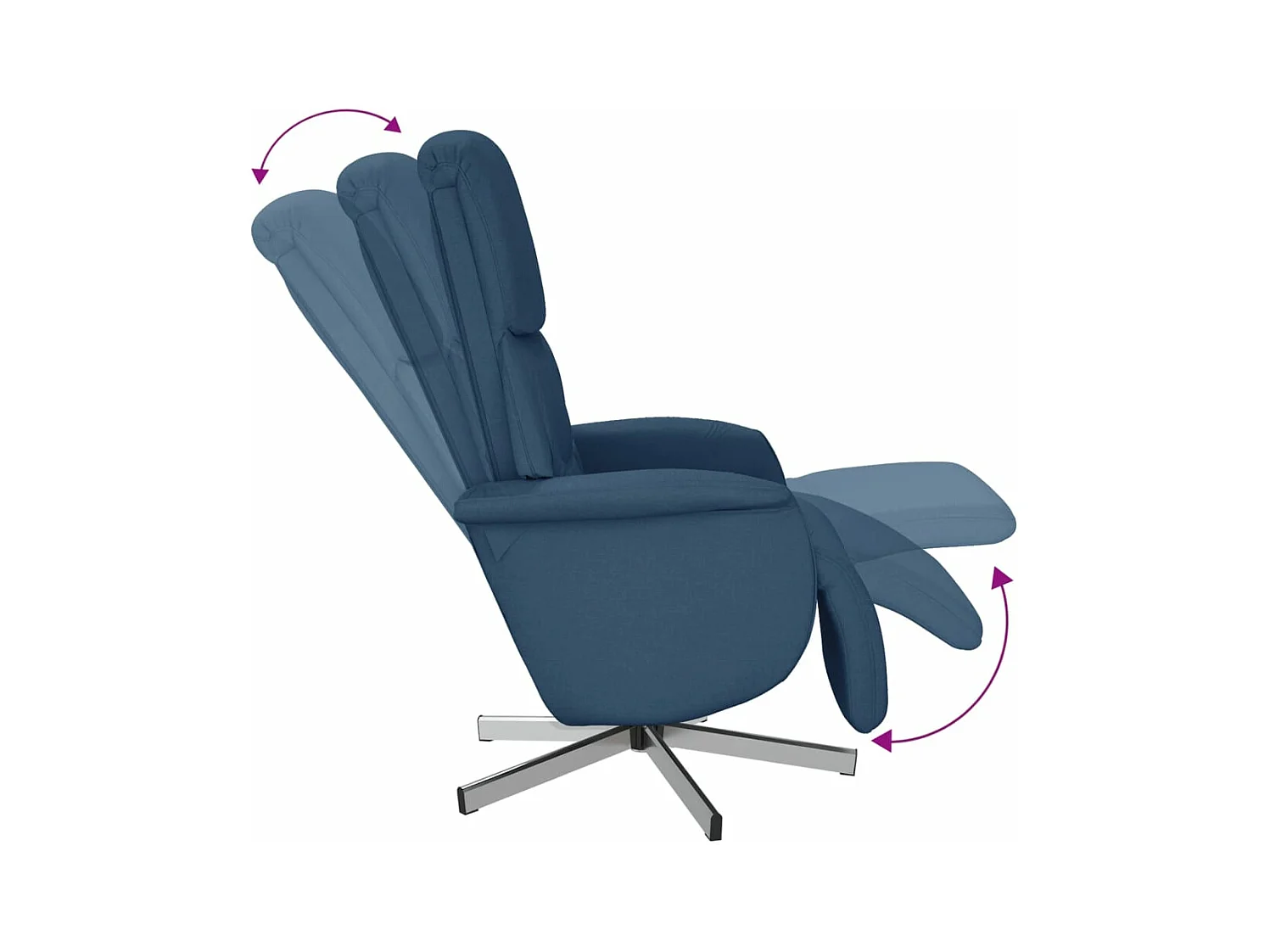Sillón reclinable con reposapiés tela azul