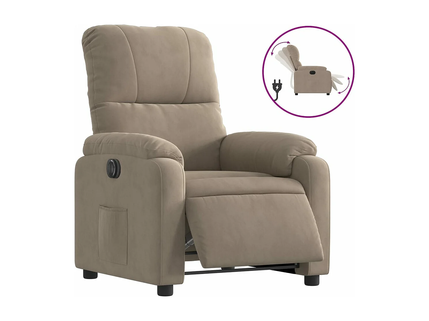 Fauteuil inclinable électrique taupe tissu microfibre
