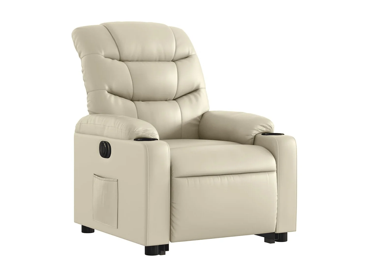 Poltrona reclinável elevatória elétrica couro artificial creme
