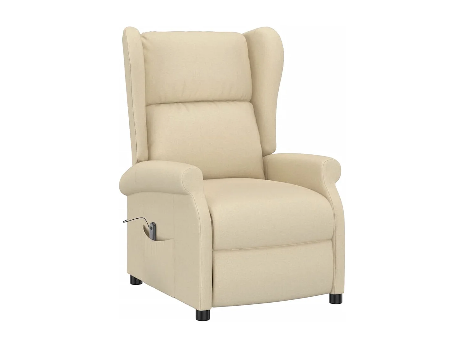 Sillón orejero reclinable eléctrico tela blanco crema